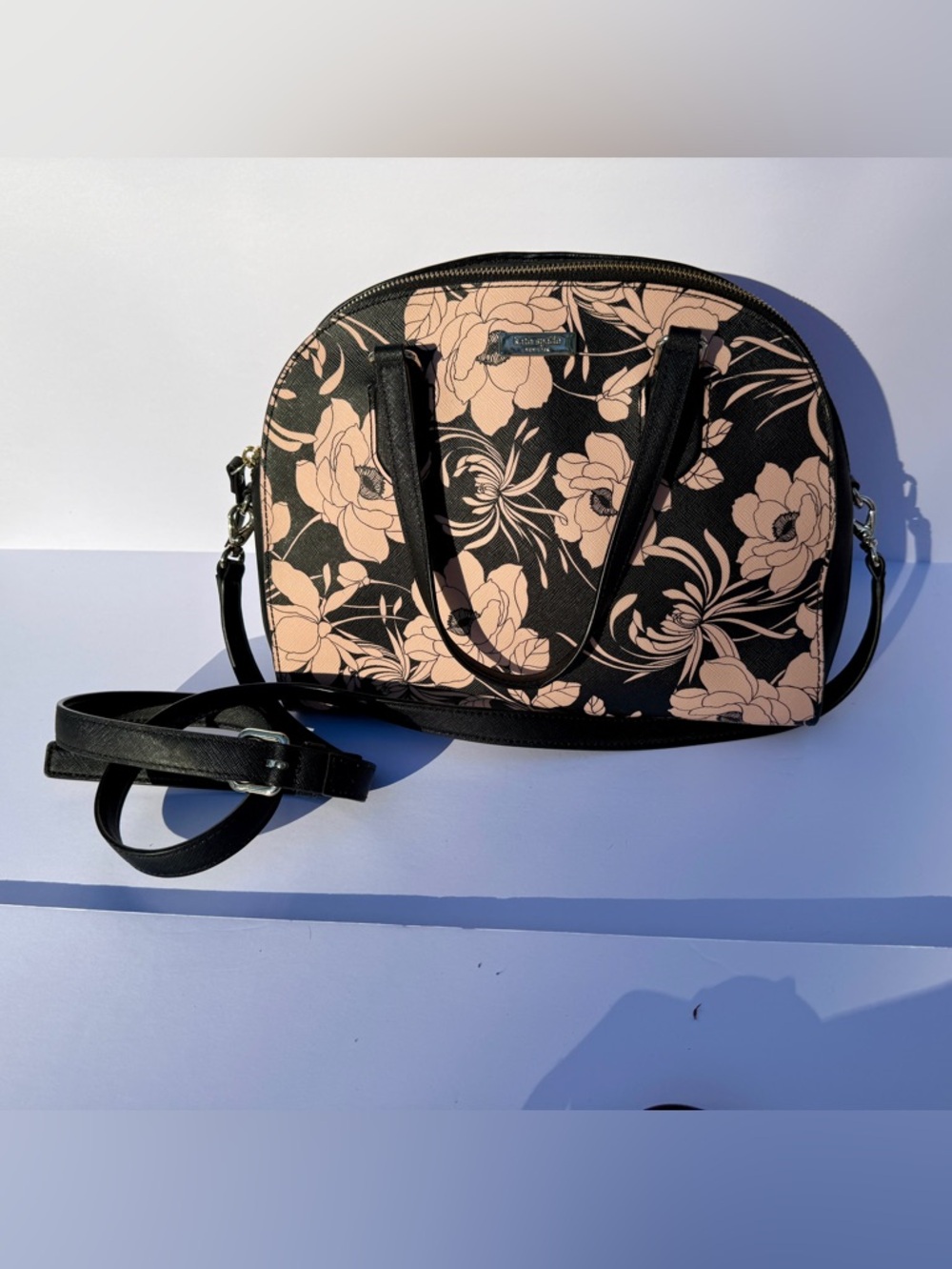 kate spade Black & Blush Floral Dome Satchel - Picture 2 of 6